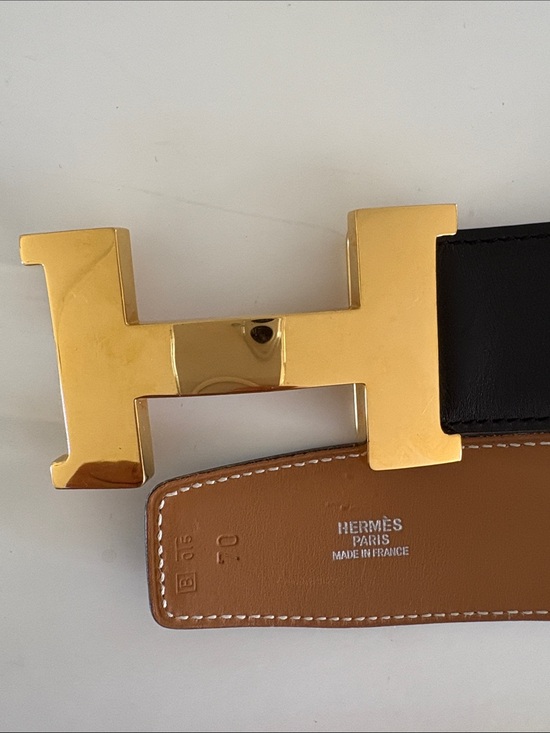 Hermès Reversible Leather Belt with Jumbo Gold H Buckle sz 70 main image 5